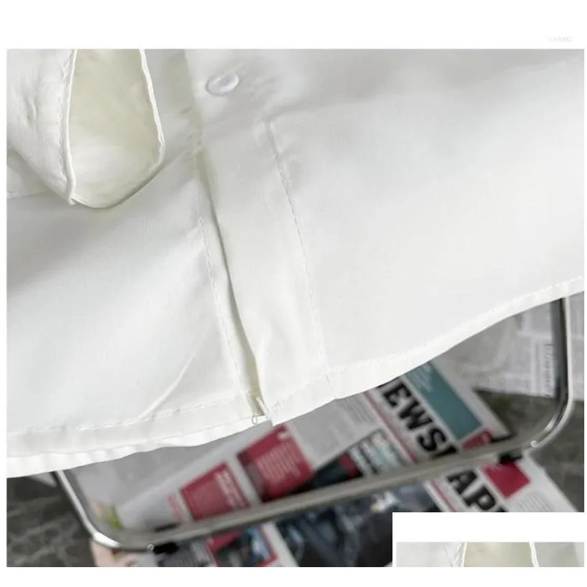 Men`s Casual Shirts Mens Printed Fashion Simple All-match White Chic Loose Long Sleeve Teens Unisex Shirt Button Up Blouses