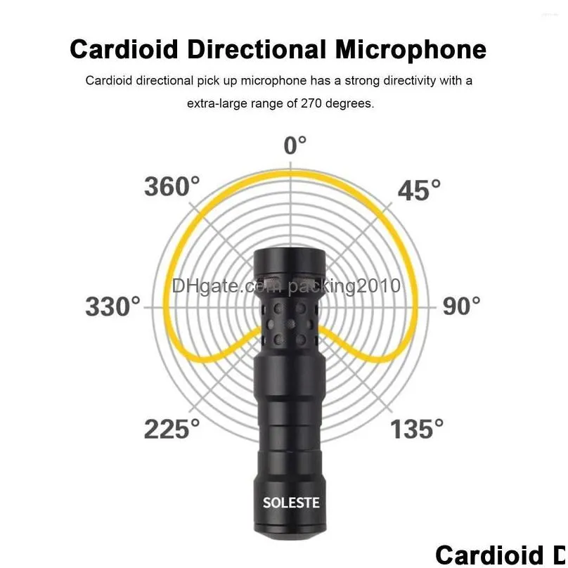 Microphones Soleste Mz1 Condenser Cardioid Microphone Recording Mic 3.5Mm Plug-And-Play W/ Mount Wind Sn For Smartphone Drop Delivery Dhh5Q