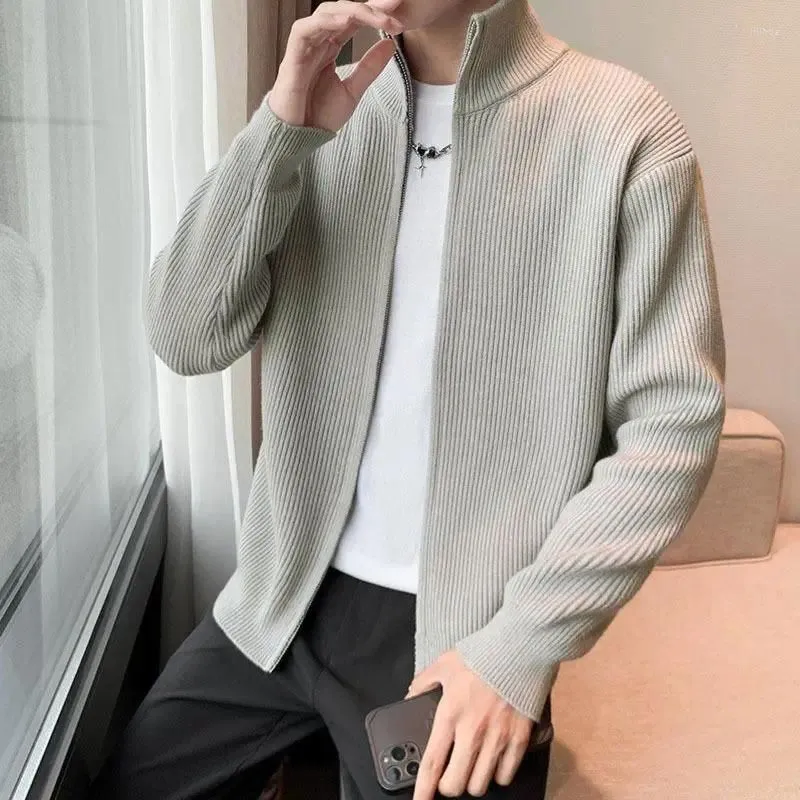 Men`s Sweaters 2033 Spring And Autumn Season Fashion Simple Sports Loose Relaxed Stand Up Neck Pit Stripe Solid Color Trend Versatile