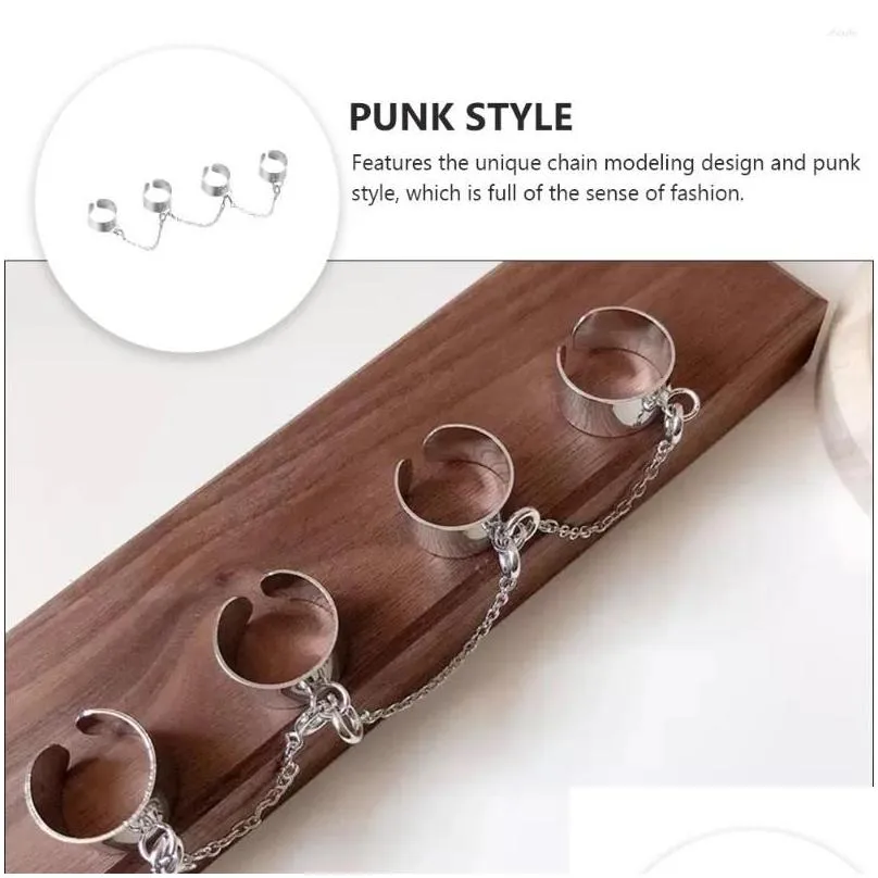 Charm Bracelets Vintage Chain Combination Ring Men Women Rings Punk Style Link Alloy Finger Jewelry