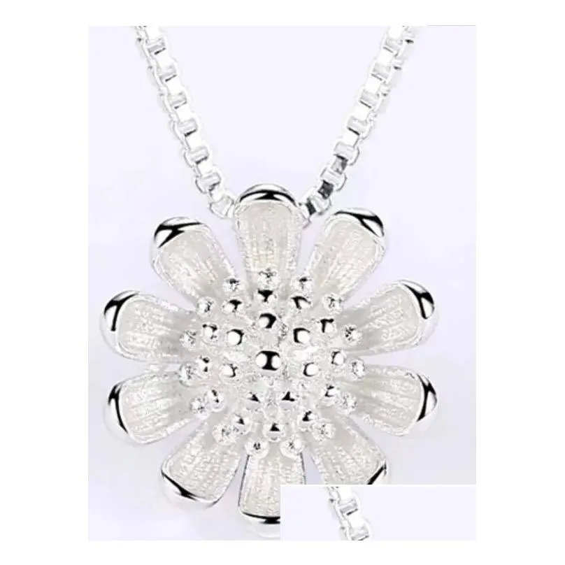 daisy necklace pendant fashion wedding jewelry lovely imitation 925 sterling silver jewelry plated silver necklaces vibrant sun flower