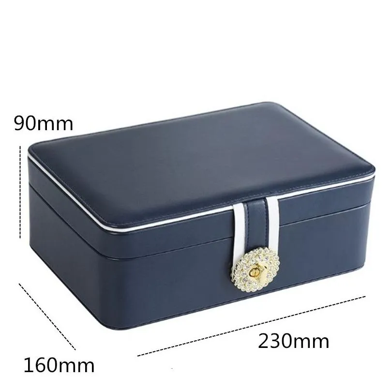 Jewelry Boxes We Large Two Layer Organizer Box With 56 Stud Jacks Smooth Leather Storage Case Display Holder Lock Drop Delivery Dhy4G