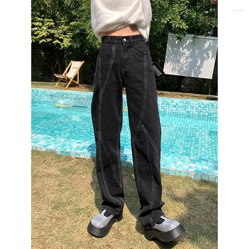 Women`s Jeans Women`s 2023 Black Vintage Woman`s High Waist Summer Wide Leg Denim Trouser Baggy Harajuku Streetwear Chic Design