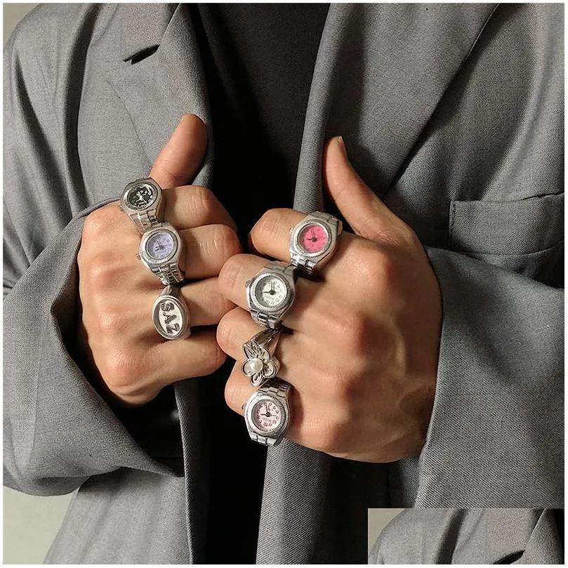 Band Rings Original Watch Ring Male Cool Harajuku Ins Wind Trend Korean Retro Creative Decoration Adjustable Index Finger Jewelry Dro Dhdmi