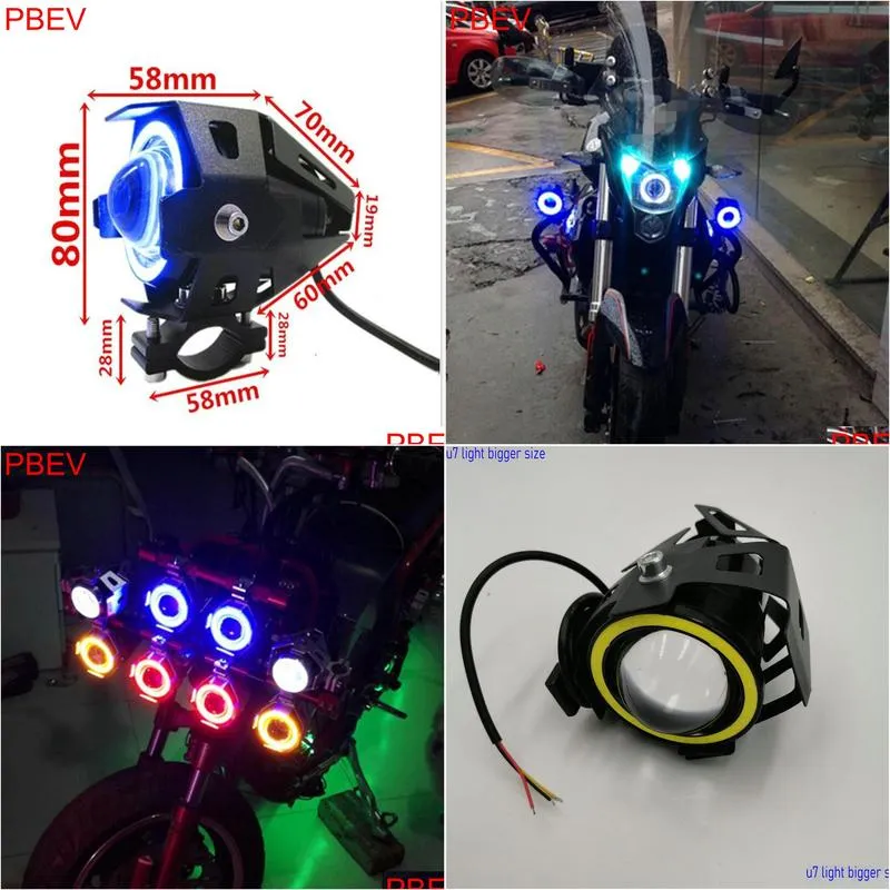 External spotlight electric scooter led light motorcycle glare led headlight angel eye u7 laser headlight super bright1490674