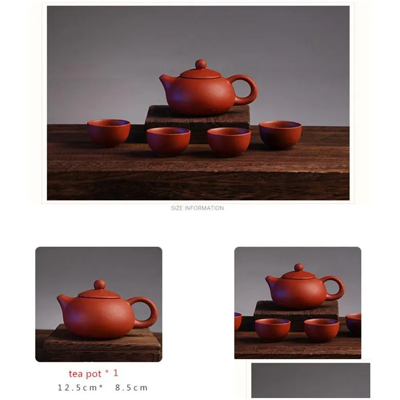 Teaware Sets Chinese Traditional Travel Tea Set Purple Clay Kung Fu Cup Mug Package Ceramic Gift Teapot With Giftbox Drop Delivery Hom Dhele