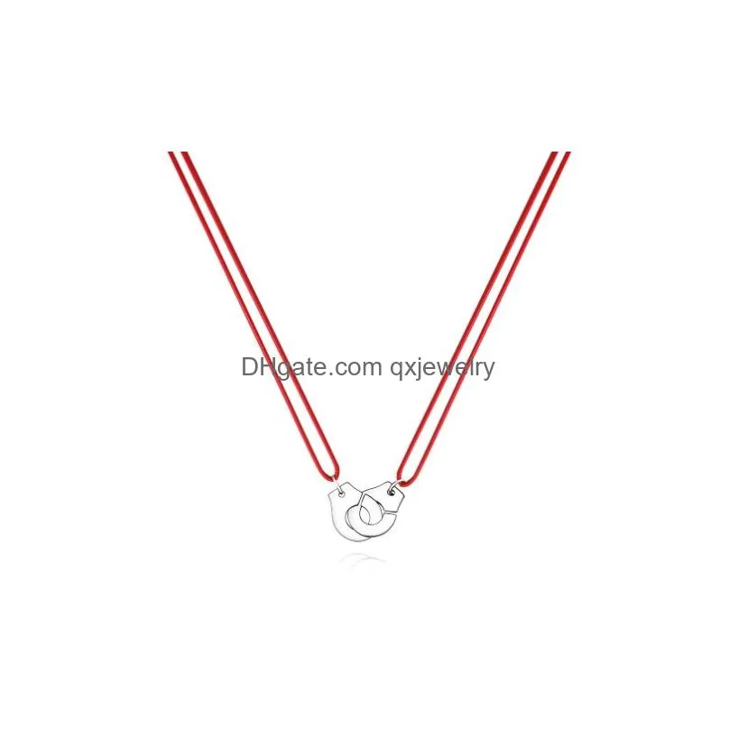 Strands, Strings  Handcuff Necklace Les Menottes Pendant With Adjustable Rope Men Women Party Holiday3911689 Drop Delivery Jew Dhko2