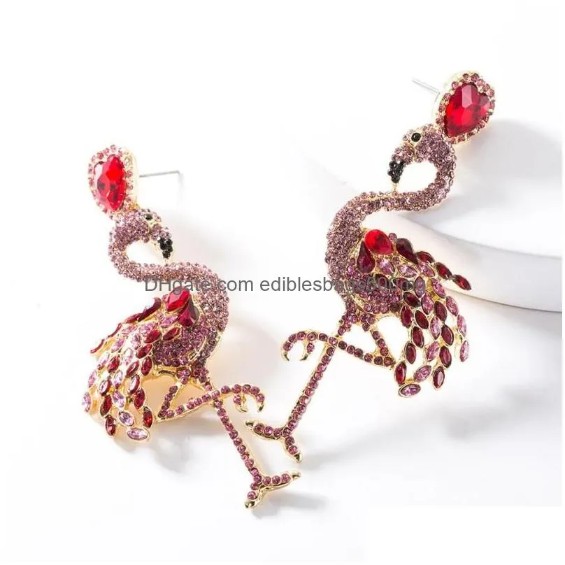 Dangle Chandelier Mticolors Resin Crystal Flamingo Birds Earrings For Women Fashion Jewelry Trendy Maxi Statement Drop Delivery Earr Dh0B5