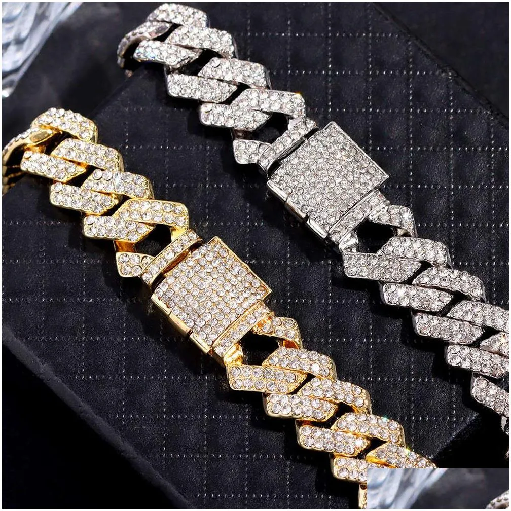 Anklets Flatfoosie Hip Hop Iced Out Chunky Cuban Chain For Women Rhinestone Link Ankle Bracelet Beach Jewelry Drop Delivery Dhckg