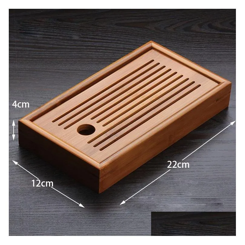 Tea Trays Chinese Traditions Bamboo Tray Solid Board Kung Fu Cup Teapot Crafts Cture Set Preference Drop Delivery Home Garden Kitchen, Dhrb2