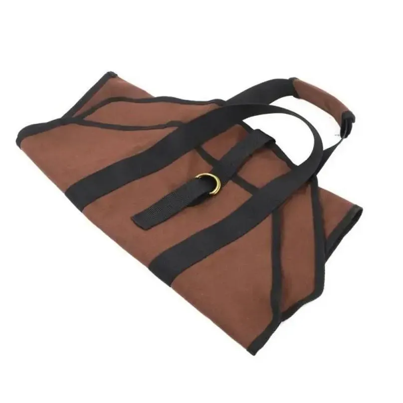 Mat Firewood Canvas Log Carrier Tote Bag Waxed Fireplace Large Wood Carrying Bag with Handles Security Strap Camping Outdoor Indoor