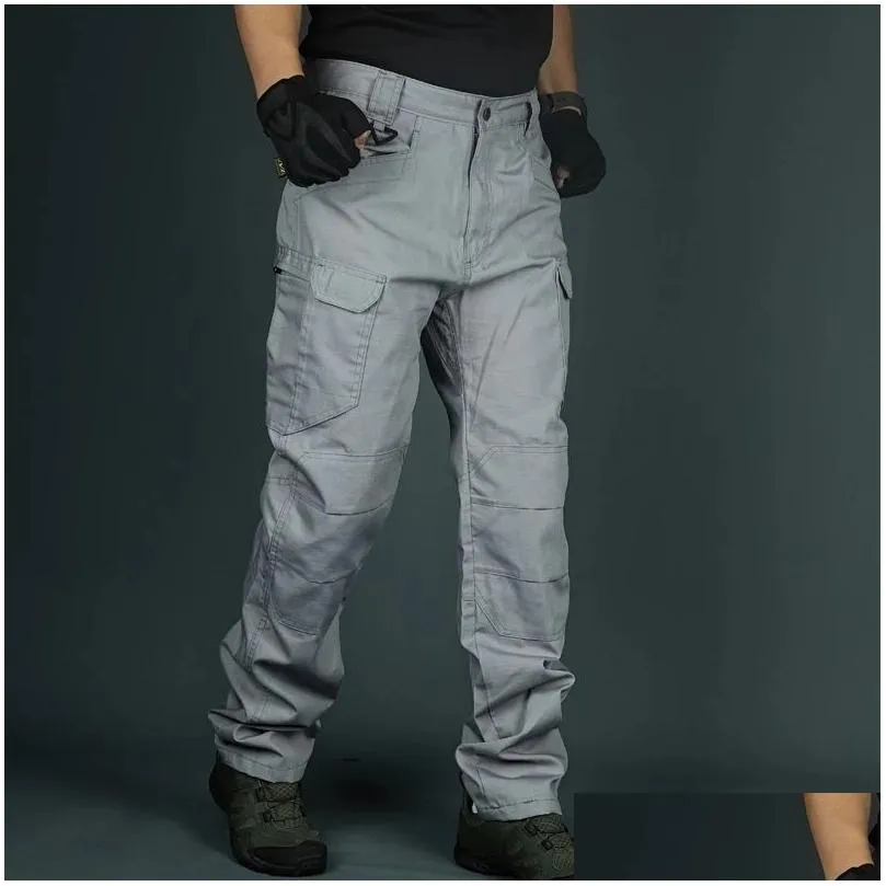 Men`S Pants Mens Tactical Cargo Men Outdoor Waterproof T Combat Military Camouflage Trousers Casual Mti Pocket Male Work Joggers Drop Dhc69
