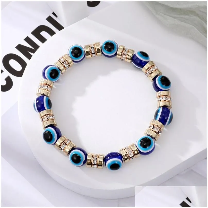 gold evil eye bracelets charm turkish lucky blue eyes beads strands for women men couple lover handmade fashion bangle friendship jewelry gifts pulseras