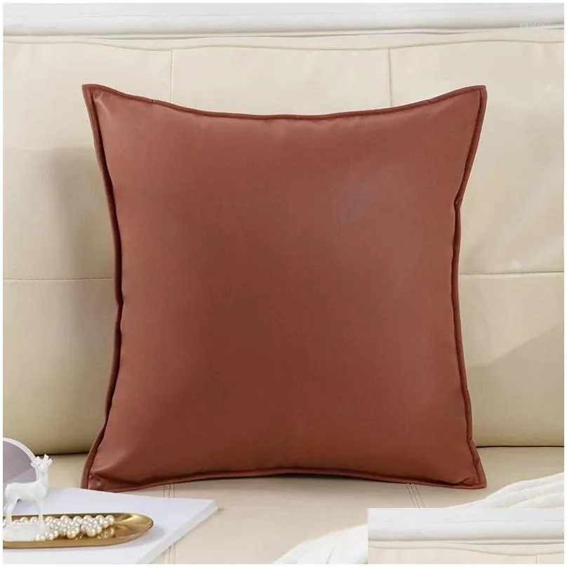 Pillow Living Room Sofa American Ultra Genuine Leather Solid Color Backrest Light Luxury Bedside