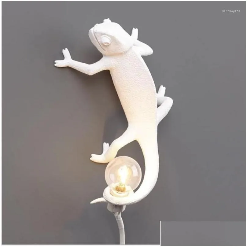 Table Lamps Resin Lizard Night Light Nordic Living Room Bedroom For Modern Animal Chameleon Lamp Ambient Hallway Wandlamp Drop Delive Dhkkj