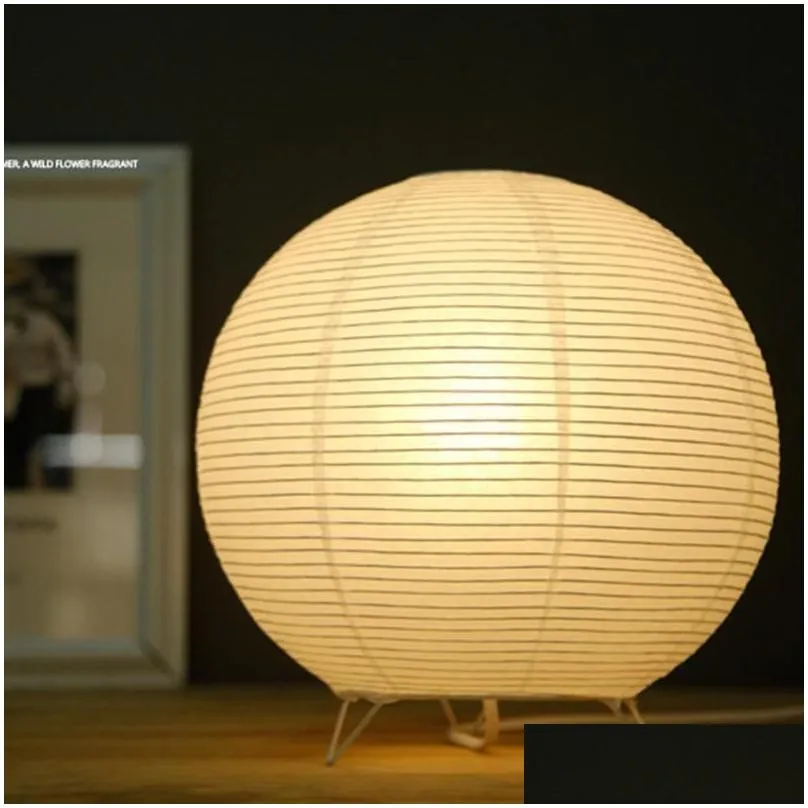 Table Lamps Paper Lantern Desk Lamp Nordic Bedroom Bedside Night Light Home Decorations Creative Lamptable Drop Delivery Dhwmw
