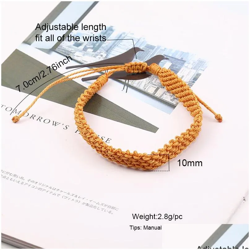 fashion friendship charm bracelets for women handmade woven braided bracelet with paper card adjustable bohemian style wax rope bangles pulseras mens gift