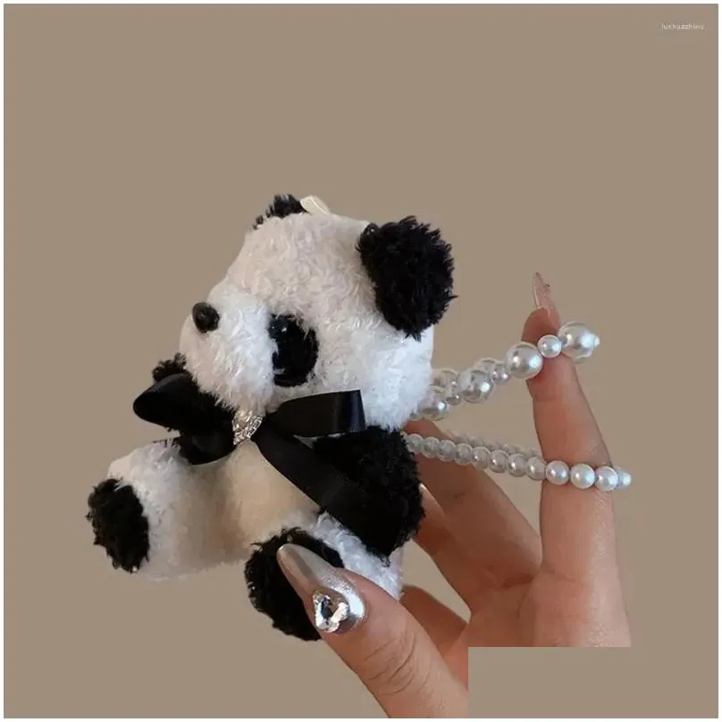 Hair Accessories Doll Plush Panda Rope Ring Ponytail Holder Bracelet Pearl Elastic Band Girls