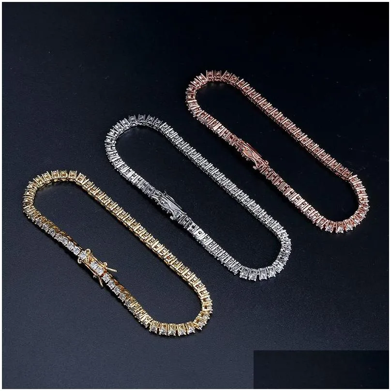 designer bracelet jewlery designer for women bracelet designer 3mm Rock Tennis Chains for men and women fashion Hip hop trend men`s and women`s one row