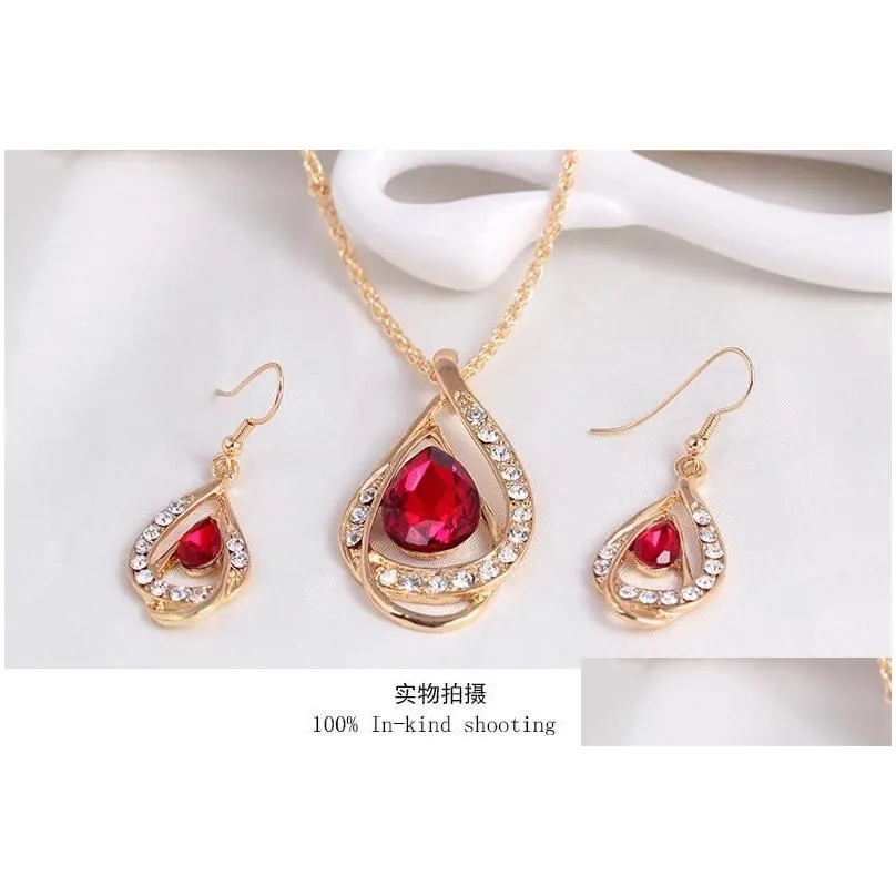 bridesmaid jewelry set solid gold earring necklace pendants beautiful australian crystal jewelry indian jewellery set party jewelry