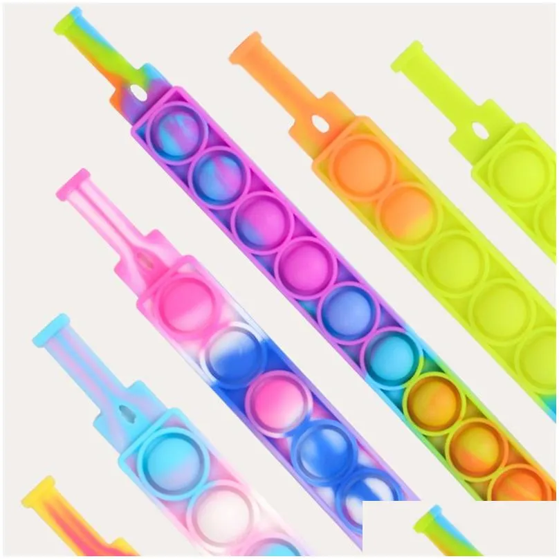 stock fidget bracelet reliver stress toys rainbow bubble push it antistress toy adult children sensory to relieve autism wristband