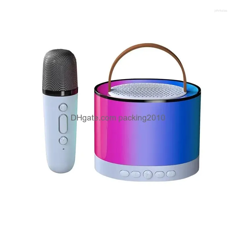 Microphones K52 Wireless Portable Bluetooth Speaker Mtifunction With 1-2 Microphone Rgb Music Player Karaoke Hine For Child Home Drop Dh3Qf