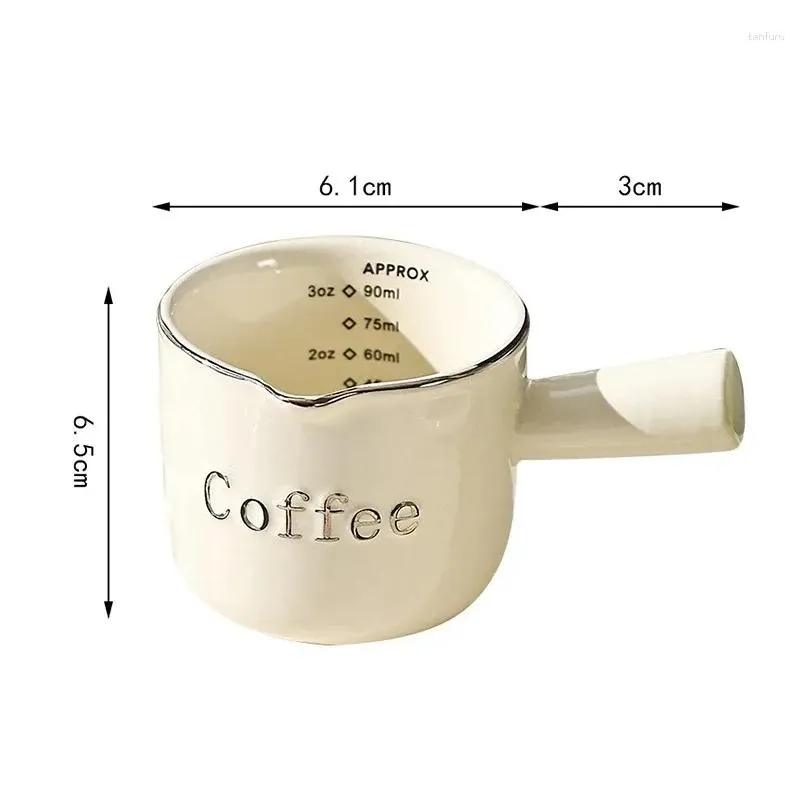 Measuring Tools 1 Pc Korean Ins Feel 3 Oz/90 Ml Ceramic Cup Espresso Extract Mug Spinner Milk With Scale Kitchen