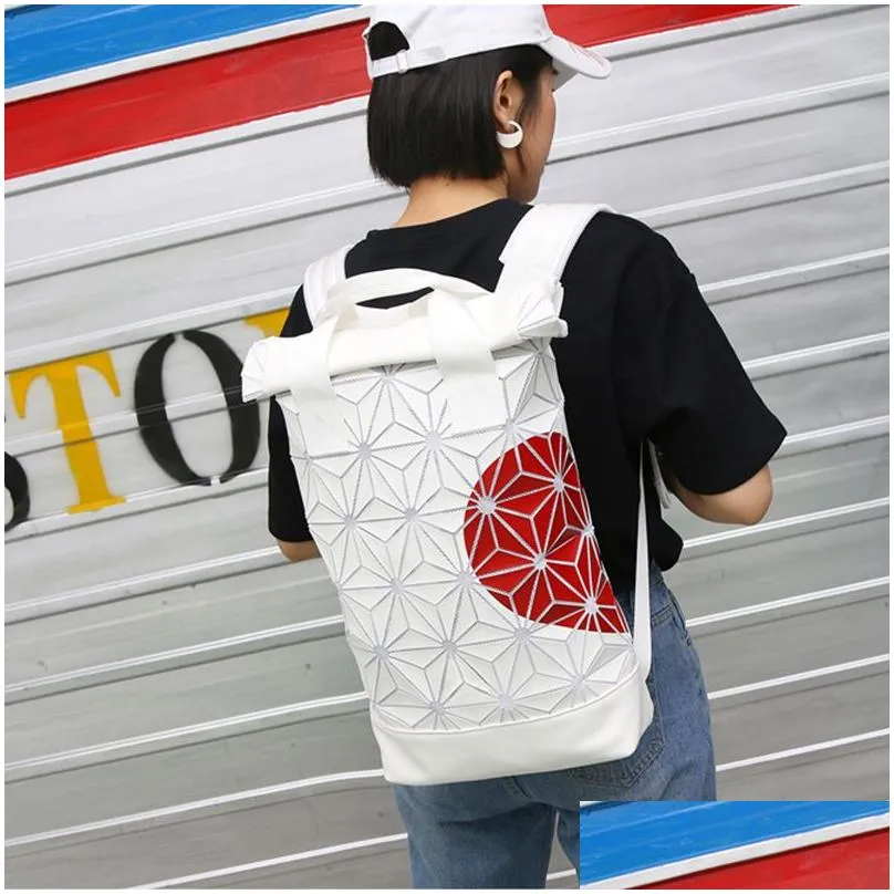 Fashion trend 3D Roll Top outdoor bag white Ash Pearl Backpack with red heart adjustable padded shoulder straps main zip