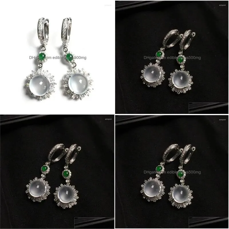 Dangle Chandelier Earrings Simple Fashion White Moonlight Gem Stone Jade Flowers Transparent Clear Pure Girl Temperament Romance Je Dhnqk