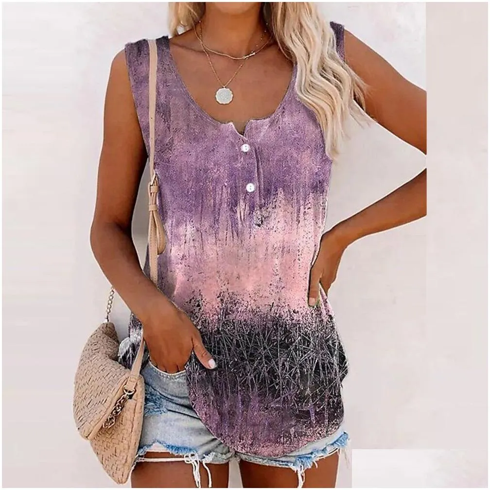 women Sleevel Printed Vest Tank Tops Ladies Summer Casual Loose T-Shirt Daily Clothing For Female Plus Size Oversized 2023 q3SI#