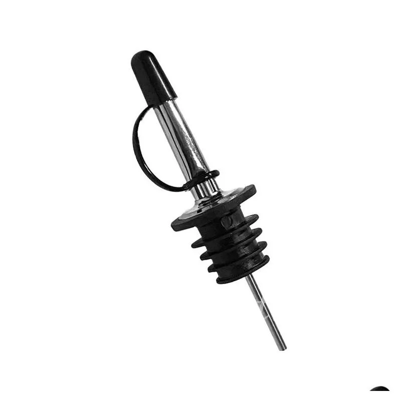 Wholesale Stainless Steel Pourers Device Wine Pourer Dispenser Spout Glass Bottle Pourer Black Wine Stopper Mouth Pouring Device LT883