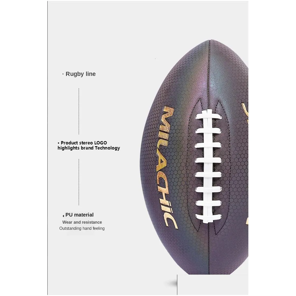 American Football Luminous Reflective Rugby Ball ballon de foot for special rugby for youth adult rugby game bola de futebol 240325