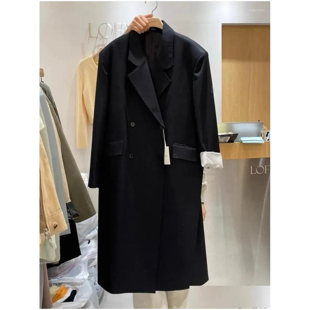 Women`s Suits SuperAen Spring 2024 Korean Loose Suit Overcoat Long Two Buckle Blazer Jacket Women