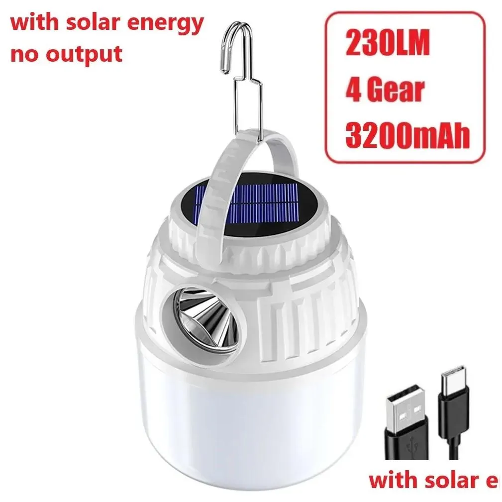Tools V65 Solar Powered USB Rechargeable 300lm LED Camping Lanterns 6 Gears Waterproof Portable Outdoor Hiking Searchlight Lights