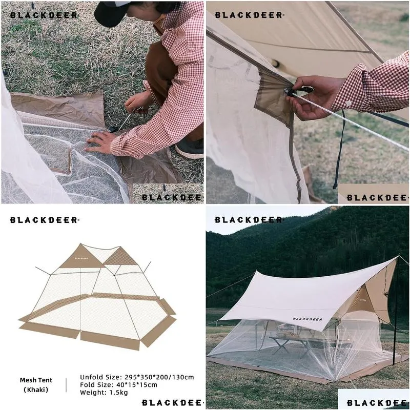 Shelters BLACKDEER Summer canopy antimosquito mesh tent 58 people field camping picnic ventilation tent