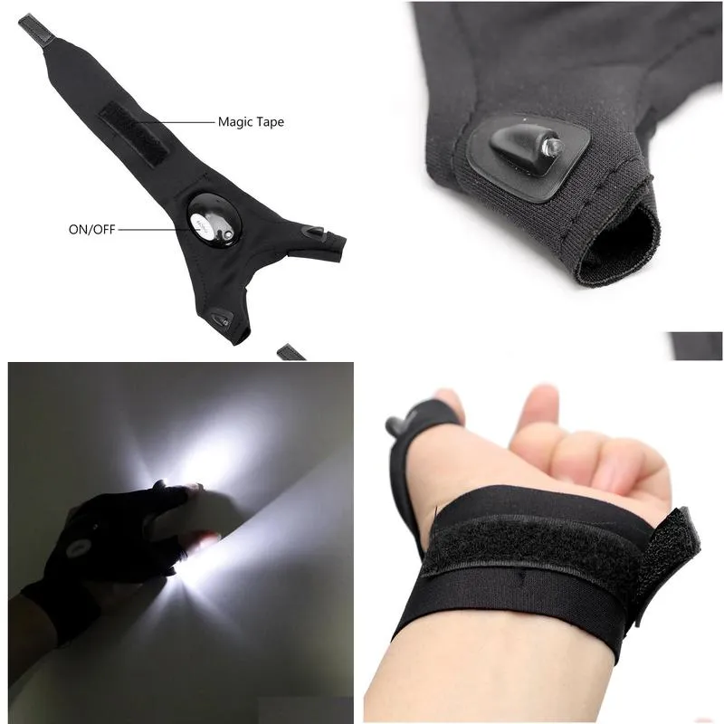 Led Gadget 2Pcspair Finger Light Glove Flashlight Torch Mtiuse 1 Piece For Cam Hiking Fishing Repairing Mini Portable Light1912688 Dr Dh41W