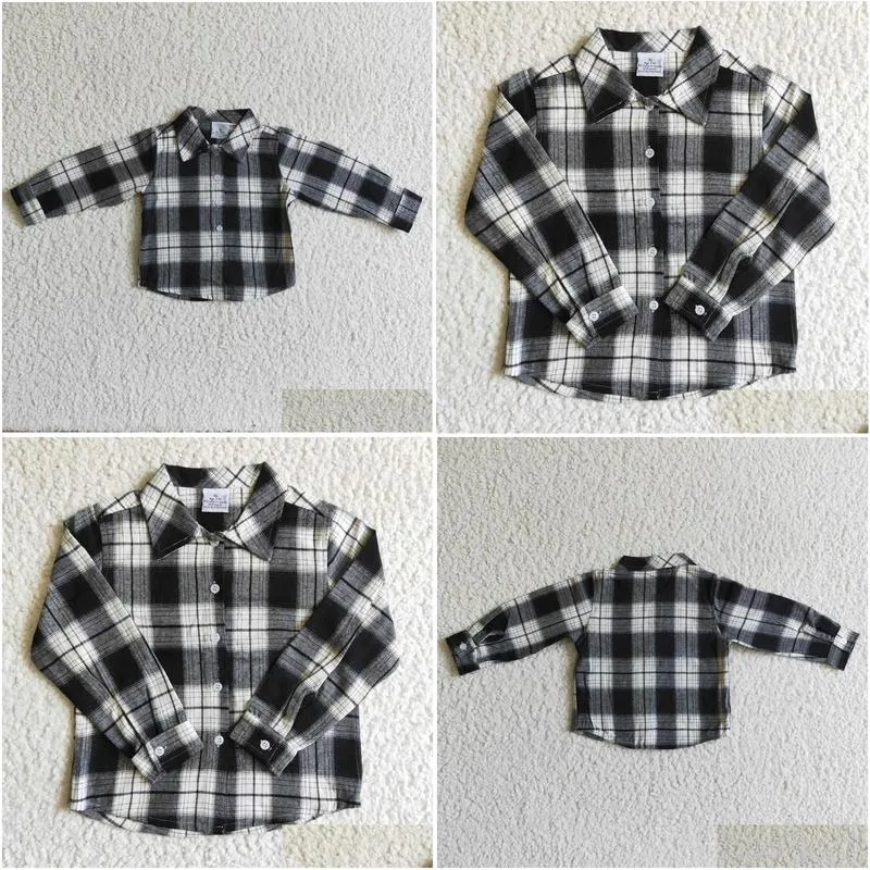 Jackets 2024 Arrivals RTS Fashion Long Sleeve Shirts Little Kids Plaid Tops Boys Polo T Children`s Fall
