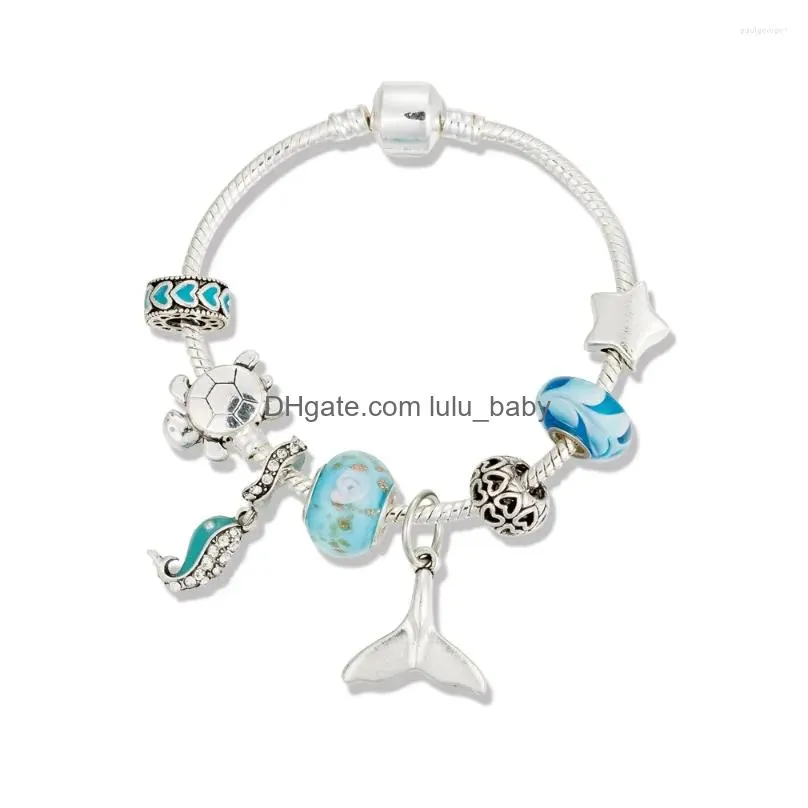 charm bracelets antique original heart /bowknot /star shape 9 style for women glass beads brand bracelet bangle diy jewelry