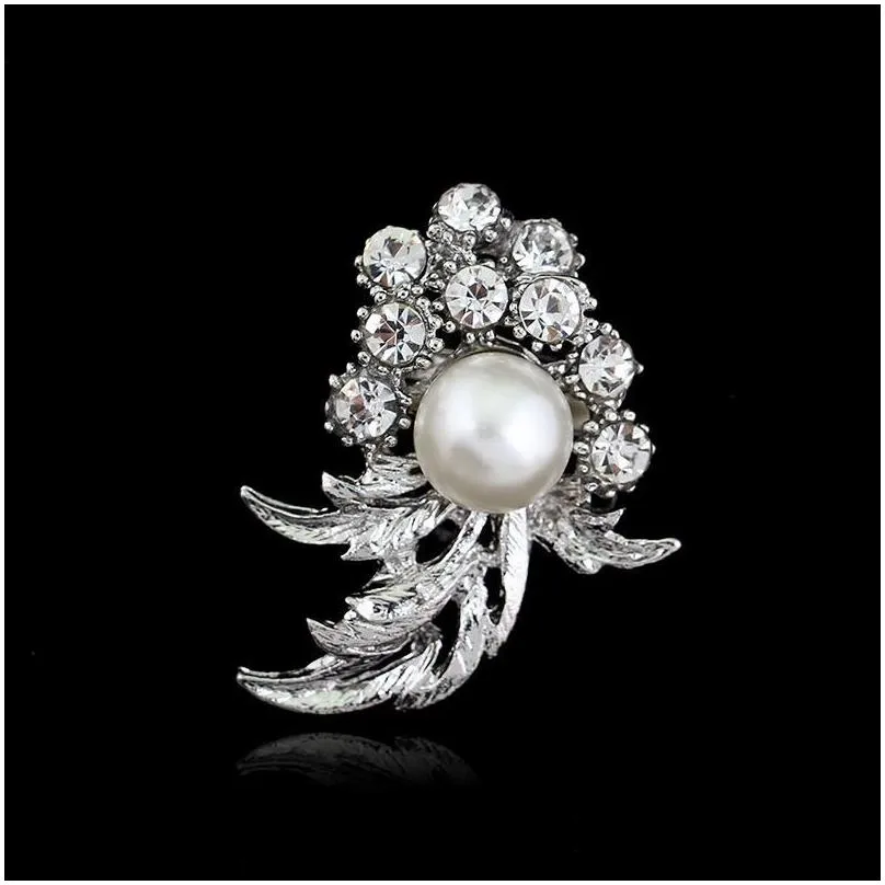 brooch for women wedding broches fashion vintage rhinestone brooch clear crystal flower silver christmas brooches