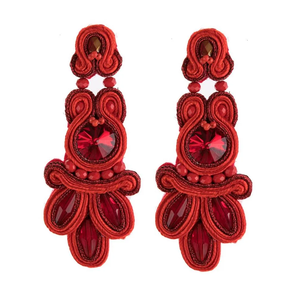 Dangle & Chandelier Kpacota Soutache Fashion Colourf Crystals Purple Earrings Ethnic Big Trendy Jewelry Women Handmade Earring Gift D Dhnlz