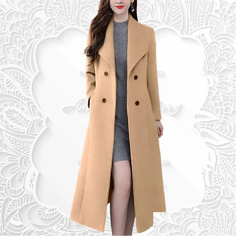 Autumn Winter Women Fashion Long Coat Warm Pure Color With Pocket Ladies Outwear High Quality Loose Clothing for Womens 231227