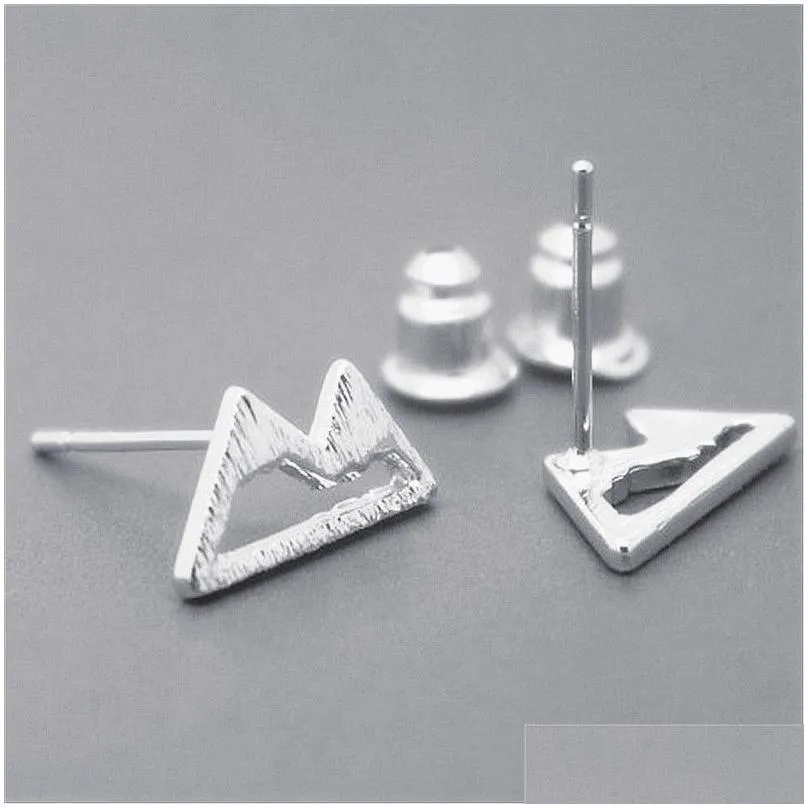 Fashion Mountain Peaks Stud Earrings Hollow out Design Gold Silver Rose Three Color Optional Suitable for Men And Women2862