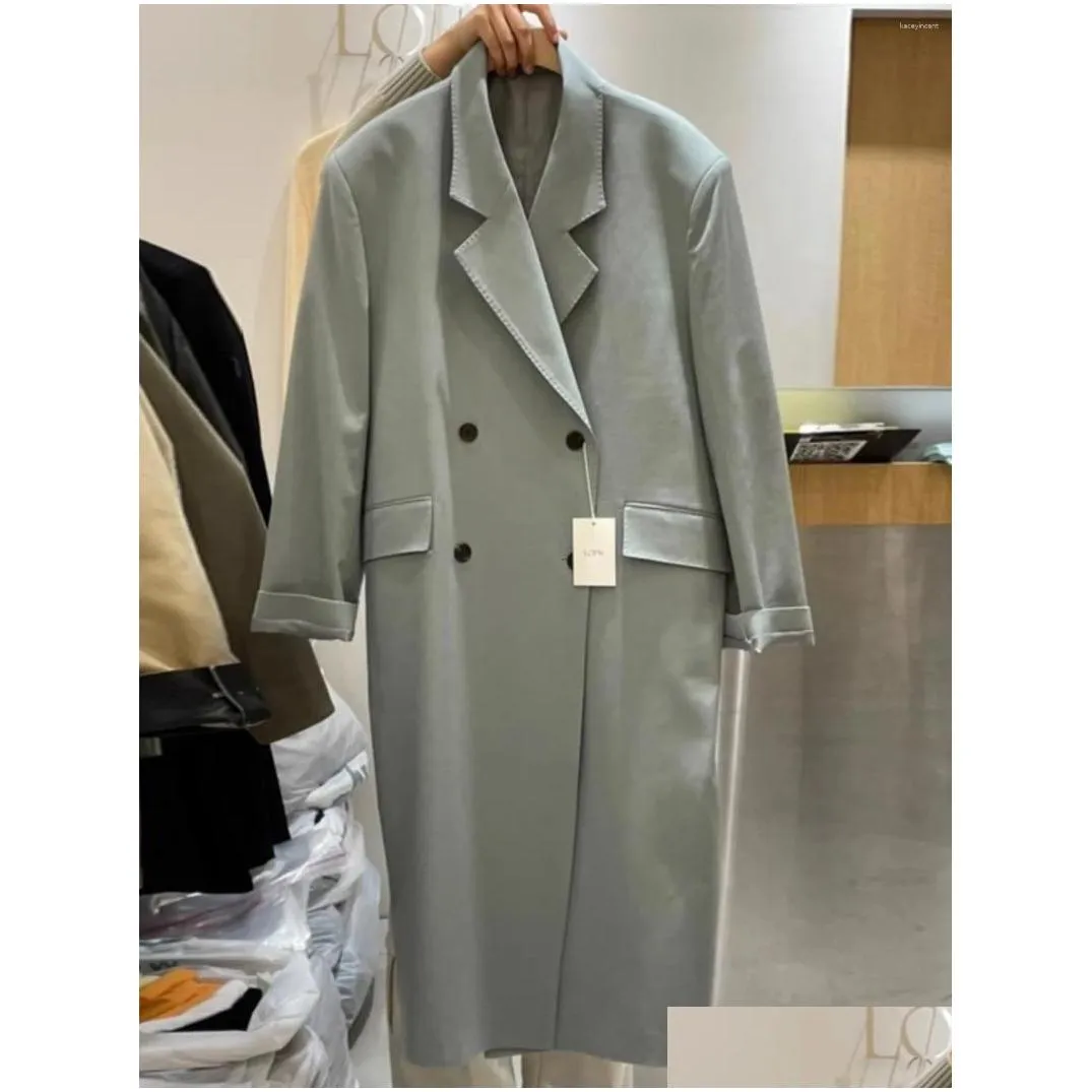 Women`s Suits SuperAen Spring 2024 Korean Loose Suit Overcoat Long Two Buckle Blazer Jacket Women