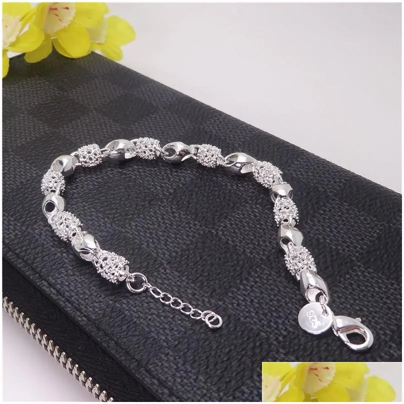 925 stamped hollow ball bracelets for women girls sterling silver charm fashion design chain bracelet bangle jewelry gift with lobster