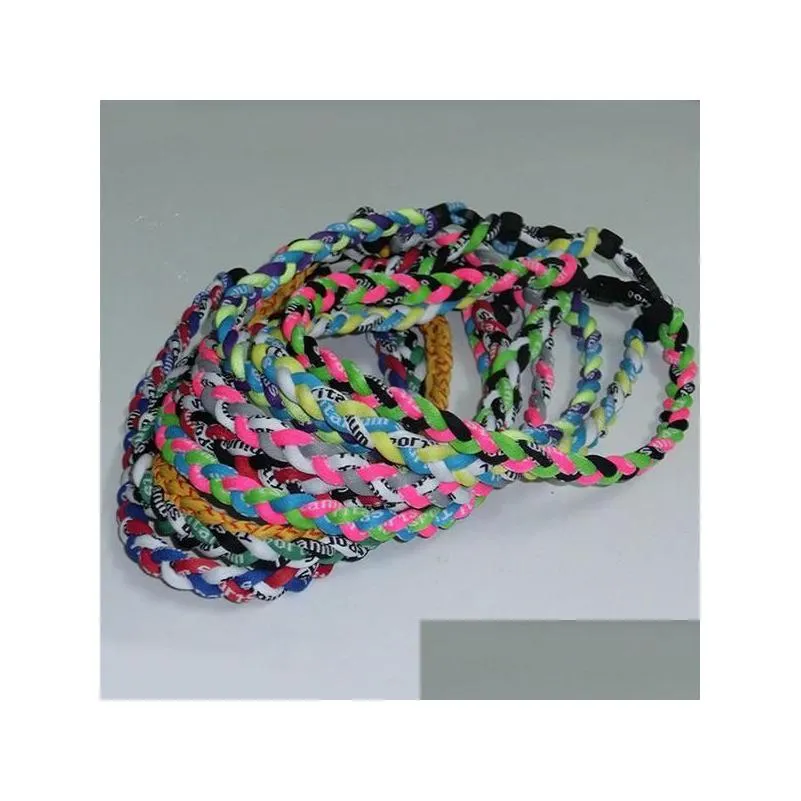 titanium braided necklaces 3-rope baseball sports necklace choker necklace