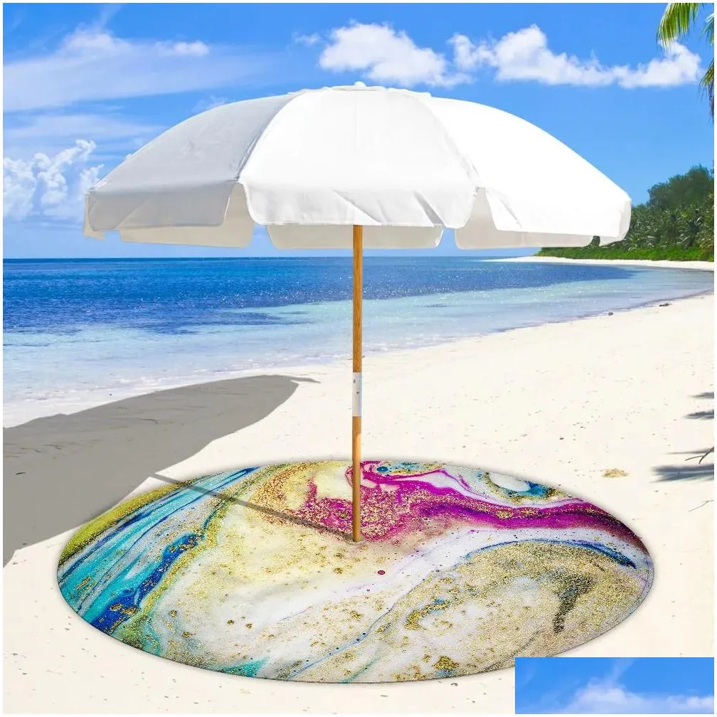 Mat Outdoor Beach Umbrella Fixed Mat 8cm Hole Portable Quick Dry Microfiber Beach Towel Blanket With Snap Button 2 Sizes