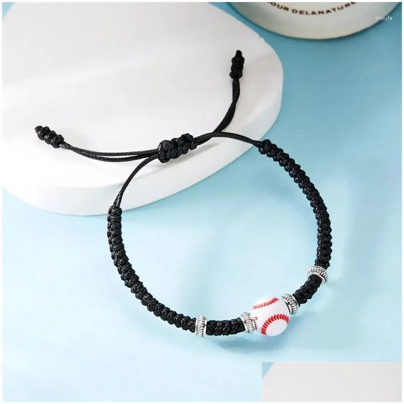 Charm Bracelets Minimalist Black Rope Braided Bracelet For Women Men Fashion Sports Style Basketball Soccer Friendship Jewelry Gifts