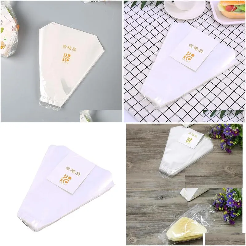 Triangle Disposable Sandwich Packaging Bag Plastic Transparent Sandwich Wrappers Thicken Easy To Tear Bread Bags Wedding F2024331