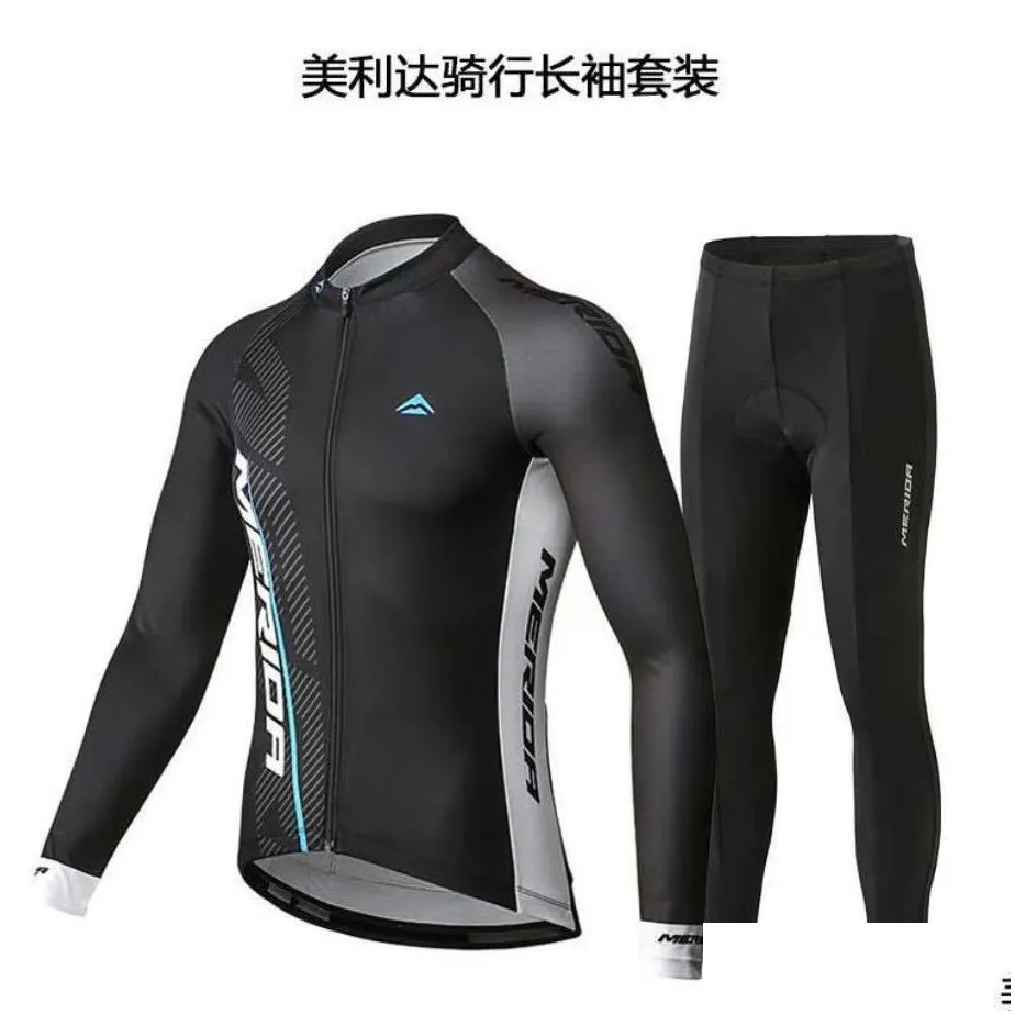 Sets Long sleeved (fleece) cycling suit autumn and winter mountain biking suit winter cycling pants