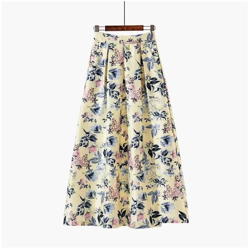 Skirts Fashion 2021 Women Clothes High Waist Floral Ankle Length Elegant Casual Ladies Bohemian Boho Women1 Drop Delivery Apparel Wom Dh0Ve